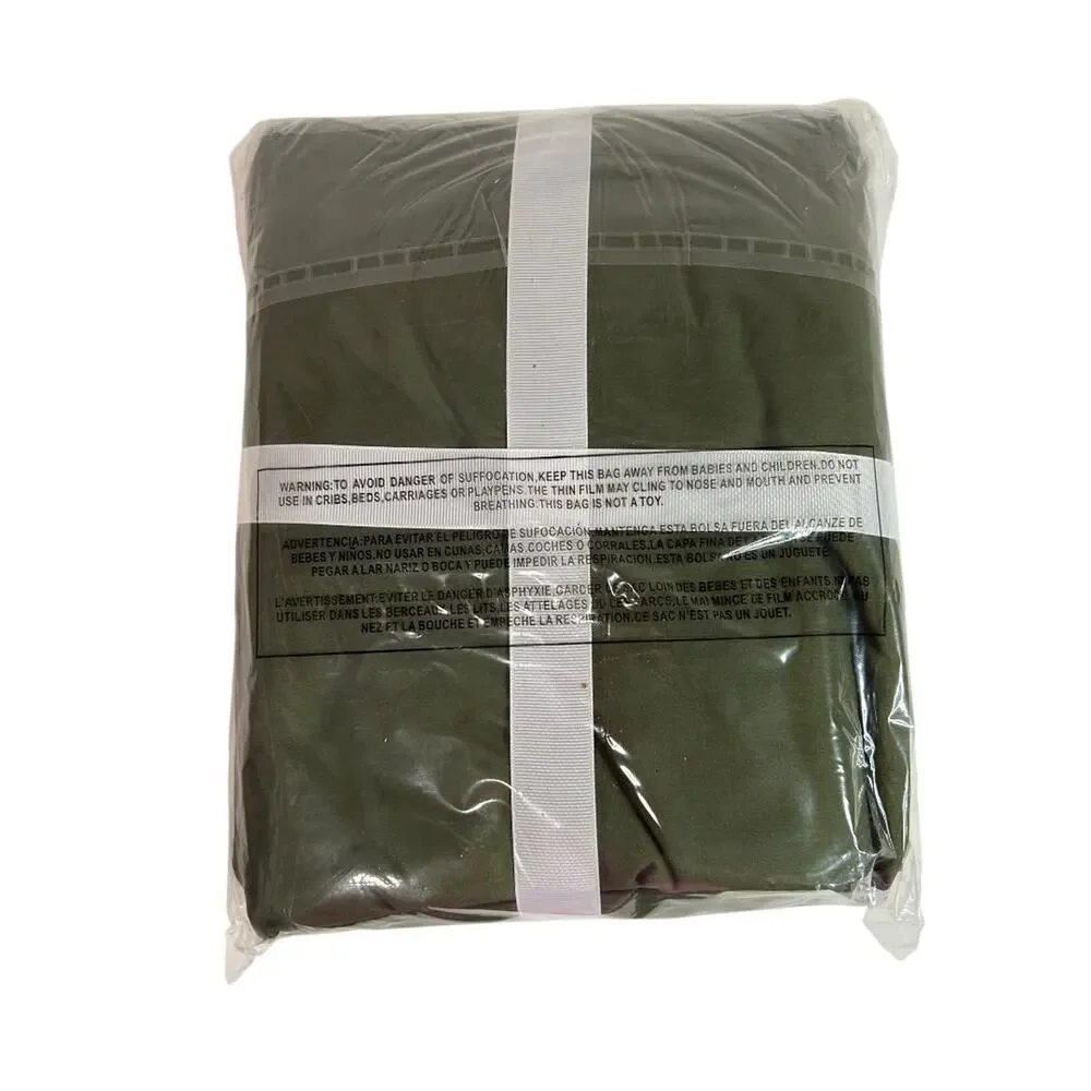 Eddie Bauer Twin Duvet Set Dark Olive Green Black Skyline Stripe